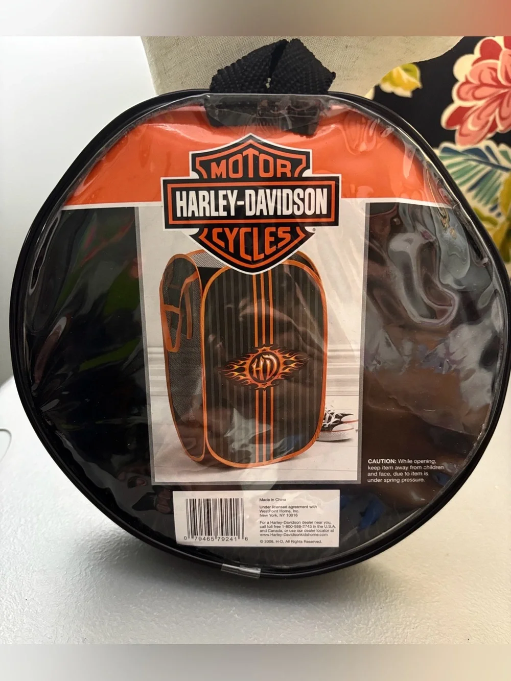 Harley-Davidson Pop-Up Laundry On The Go Travel Hamper Black Orange